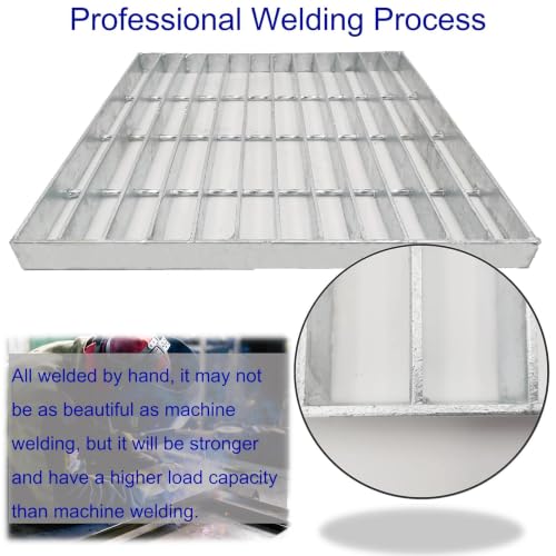 Image of Galvanized Steel Drain Grate, Driveway Channel Cover 18x18 in