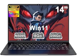 Ordinateur Portable 14 Pouces Noir Métal avec Celeron N5095