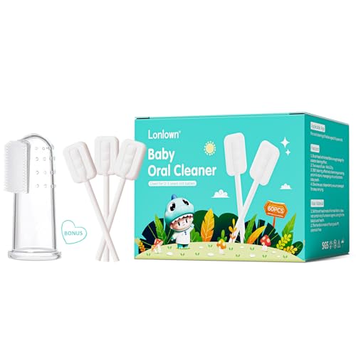 Image of Lonlown 60PCS Baby Tongue Cleaner & 1PCS Finger Toothbrush Infant Mouth Cleaner Newborn Gum Cleaner Disposable Infant Oral Clean Stick Dental Care for Baby Toddler