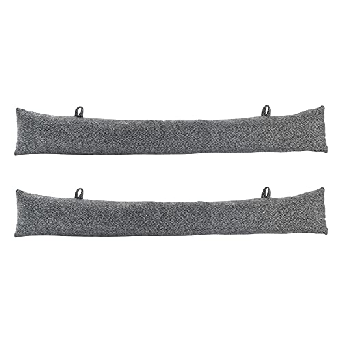 Nicola Spring Door Draught Excluders - Grey Herringbone Pattern - Pack of 2