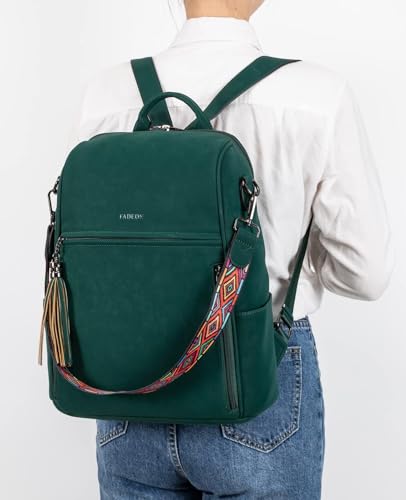 Image of FADEON Leather Backpack Purse for Women Designer Travel Backpack Purses PU Fashion Ladies Shoulder Bag with Tassel