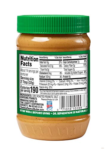 Teddie All Natural Super Chunky Peanut Butter, 16-Ounce (Pack of 4)