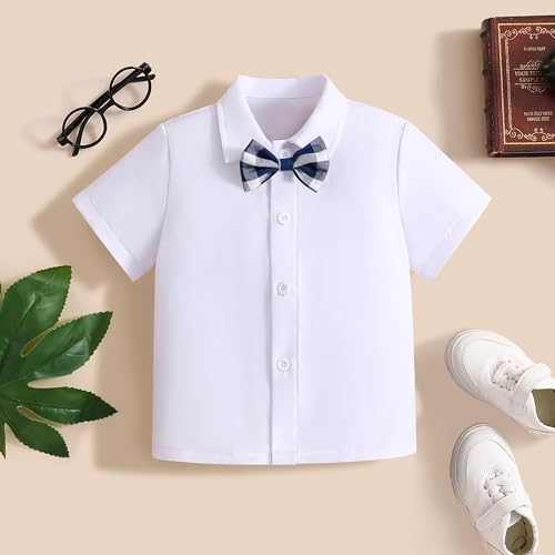 Image of Boy Clothes Kids Formal Suit 5Y Summer Short Sleeve Shirt & Shorts Gentleman Outfit 2 Piece Clothing Set