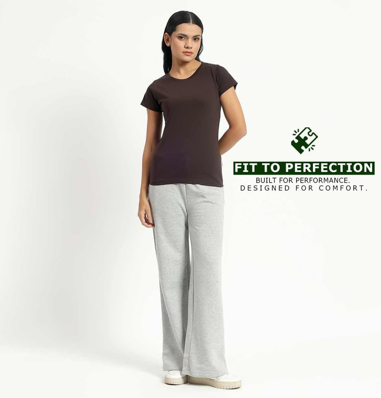 Image of Sleepynuts Women's Plain Round Neck Regular Fit Half Sleeve Cotton T Shirt