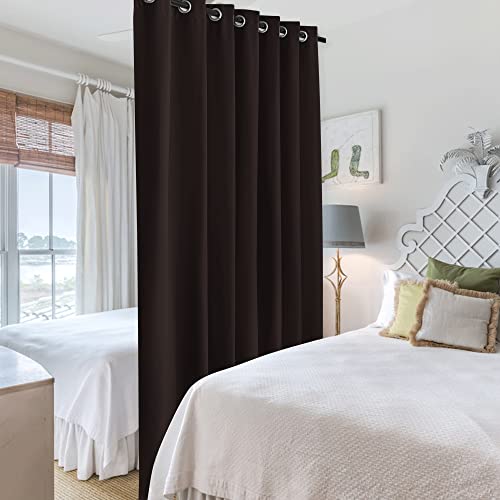 Image of RYB HOME Blackout Curtains Blind Adjustable Room Divider Thermal Insulated Separation Screen for Office /Patio Door /Apartment /Dorm, Wide 120 x Long 108, Brown, 1 Pc