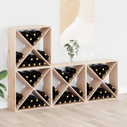 Étagère à vin pin massif grand rangement bouteilles 62 cm