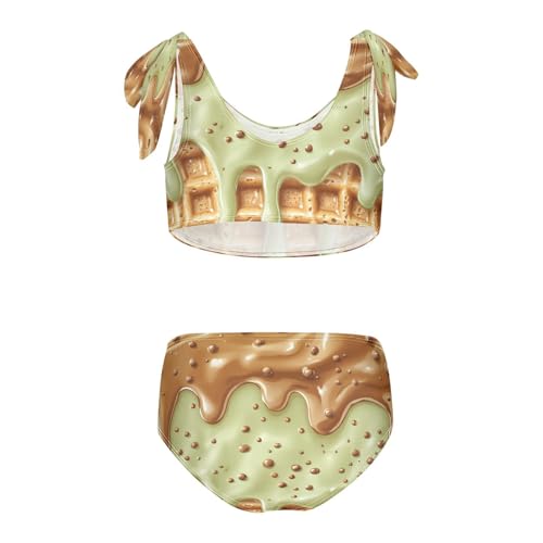Caramel Sprinkles Green Brown Ice Cream Girls Tankini Swimsuit Kids Bikini Sets 2 Pcs Bathing Suit 3T2