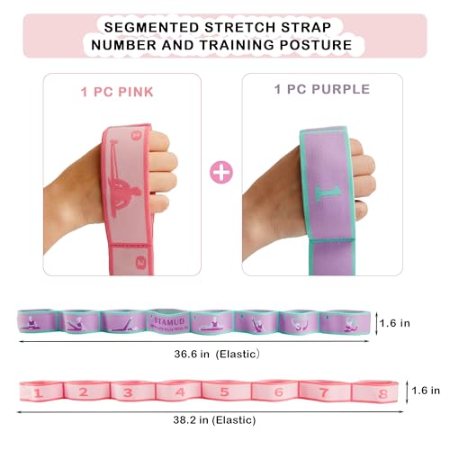 2 PCS Stretch Strap for Kids Dance Elastic Band for Children Gymnastics Stretching Strap Kids Stretching Bands Multi-Loop Adjustable Exercise Bands Stretching Resistance Ballet Bands -8 Loops - Image 3