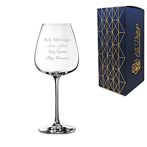 MOSKILA Personalised Engraved Grands Cepages 12.5oz Red Wine Glass with Gift Box - Any Message Engraved!!