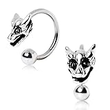 Horseshoe with Dragon Head 316L Surgical Steel