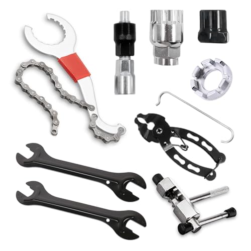 GOIEHIR Kettenpeitsche und Abzieher Set, 9 Stück Fahrrad Kettenpeitsche, Ritzelabnehmer, Cassette Lockring Tool, Kassettenabzieher, Geeignet für Kassetten-Kranz