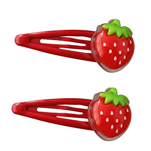 Yangstone Women Girls Baking Paint BB Hair Clip Lovely 3D Strawberry Banana Cherry Fruit Resin Water Drop Snap Barrettes Hair Accessories（A）