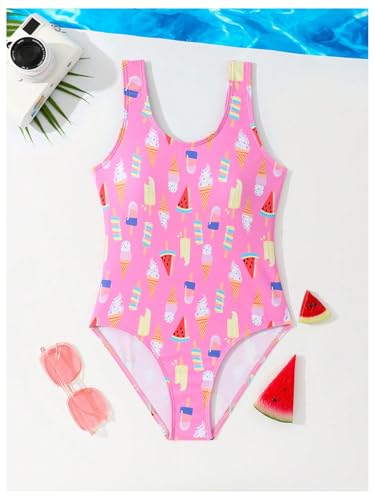 Verdusa Girl's Cute Graphic One Piece Swimsuit Sleeveless Summer Bathing Suit3