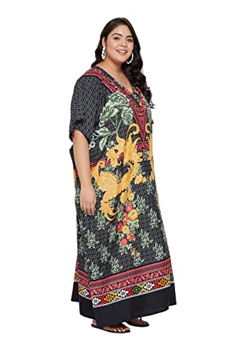 Image of Oussum Women Long Maxi Plus Size Polyester Kaftan Gown, Womens Kaftan Dresses Lounge Resort Wear, Plus Size Kaftan
