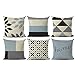 CROWN Housses de Coussin, Paquet de 6 taies d'oreiller décoratives en Lin de Coton Bleu Motif géométrique Bleu taies d'oreiller carrées Solides pour décors Garden Home 18 x 18 Pouces / 45x45 cm