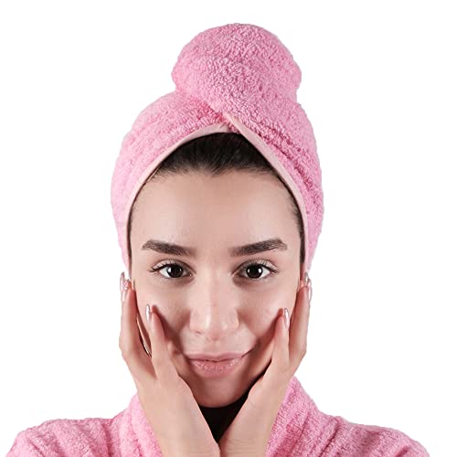 LLAMAXY 100% Pure Organic Cotton Hair Towel - Quick Twist Rapid Dry Turban Cap for Adults 