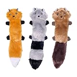 ZippyPaws Skinny Peltz - No Stuffing Dog Toy Pack to Keep Them Busy, for Small and Medium Dogs, Squeaky Pet Toys, Unstuffed Chew Toys, Soft Plush Variety Pack, Fox, Raccoon, and Squirrel - 11'