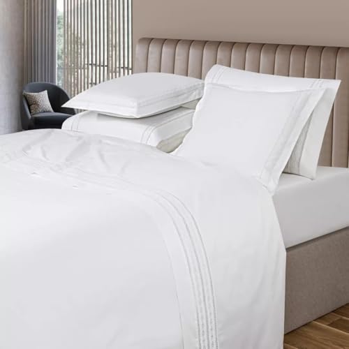 Casa da Laura - Sábanas Bordado Inglés Corby Blanco - - 100% Algodón - Cama 105 1 Almohada 45 x 125 cm - Fabricado Portugal