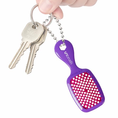 FHI Heat UNbrush Keychain Super Mini Hair Brush — Collectible Miniature Charm for Bags and Keys — Accessory for Beauty Lovers - (Electric Berry)