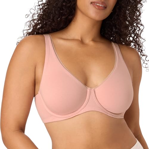 Image of Bali Womens Underwire Bra, Cotton Collection 2-ply Underwire Bra, Moisture-Wicking, Full Coverage, Convertible Straps