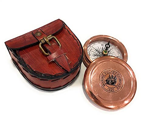 Brújula Antigua de Latón con Estuche de Cuero miniatura 6