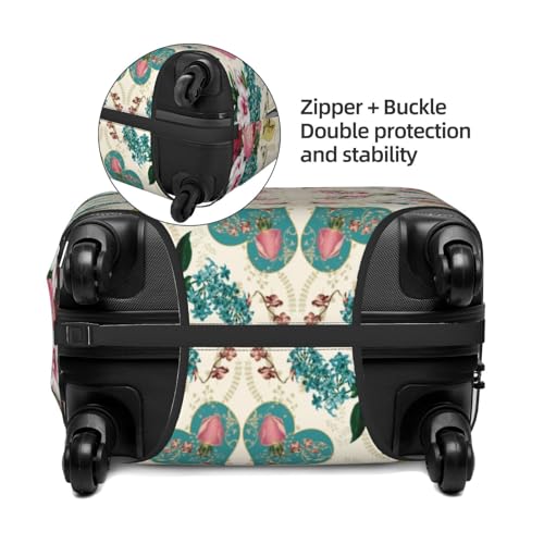 Bird Butterfly Rose Print Luggage Cover Washable Elasticated Suitcase Covers TSA Approved Stylish Dust and Scratch Resistant Case Protector for Kids and Adults4