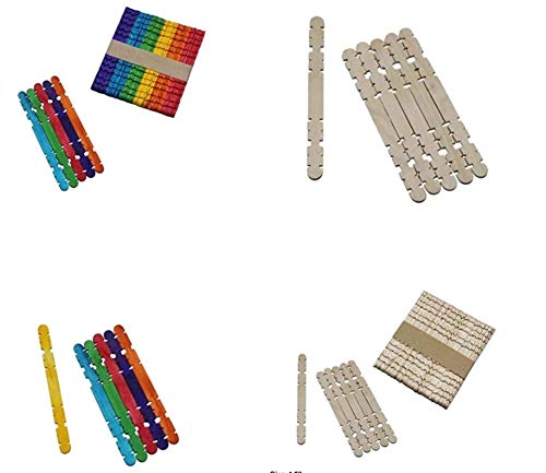 E Shopping® ice Cream Stick with Designs for Model Making and Craft Activities, 50 Plain and 50 Multi Colored, Total 100 pc