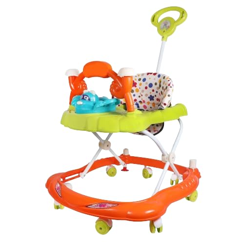 duggi muggi Children Walker Baby and Kids Walkers with Music and Activities for 6-18 Months and 1-3 Years - Perfect Walking Support for Boys and Girls (with Parental Handle) - Orange