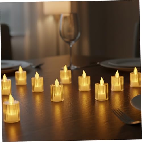 Velas LED con pilas Gcroet: pack de 24 velas de té sin llama de plástico con efecto parpadeante 6