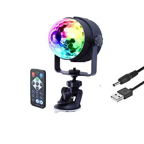 ZEYUN 3 W disco licht led disco bal USB muziekgestuurde party lamp met maanlicht lamp met 3,8 m USB-kabel met 7 kleuren partyverlichting met afstandsbediening voor familiefeesten en kinderverjaardagen