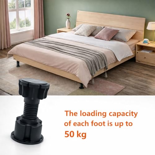 Image of VOLO Adjustable PVC Sofa Leg, Furniture Legs, Cabinet Leveler Legs, Adjusts from 3 inch-4.2 inch, Replacement Leg for Sofa, Couch, Chair & Cabinets, Black (12)