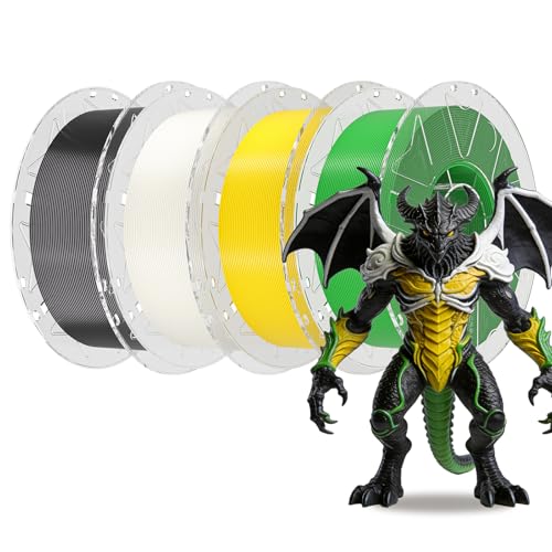Image of Creality 3D Printer RFID Filament Bundle, Hyper PLA Filament 1.75mm for 3D Printing, Hyper PLA RFID Filament No-Tangling High Precision, 1KG(2.2 lbs) Spool (Black+White+Yellow+Green)