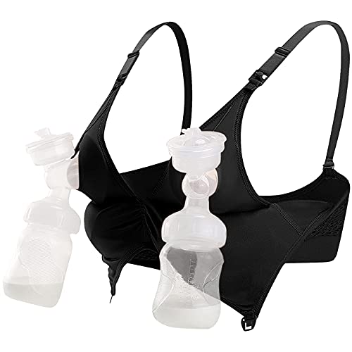 Image of 4HOW Pumping Bra Hands Free Nursing Pumping aBra All in One Wireless Padded Maternity Bralette for Large Bust
