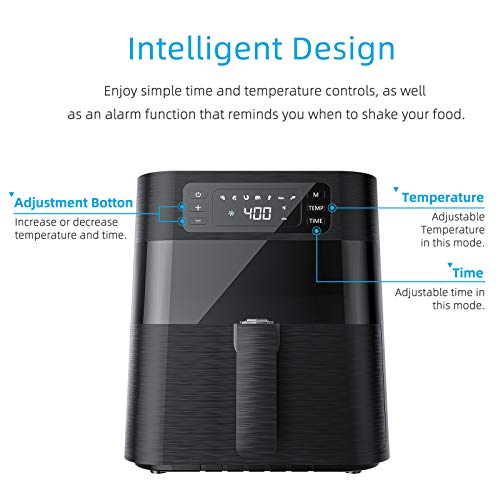 Kuppet Air Fryer 5.8 Qt, 1700W Stainless Steel Electric Hot Air Fryers Oven, Oilless Cooker For Roasting/Baking/Grilling, 7 Cooking Presets, Nonstick Basket #TOP4