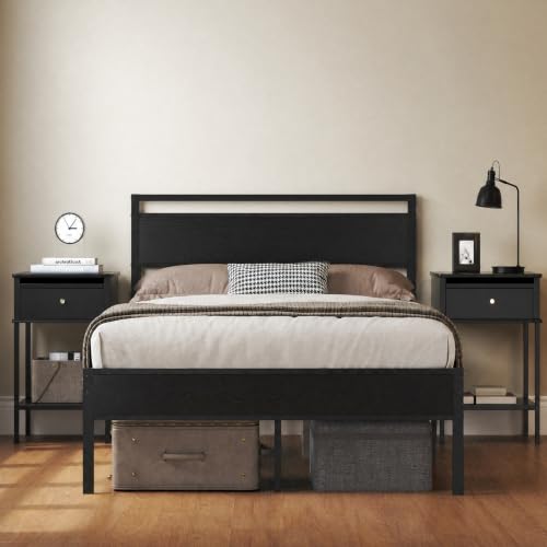 Easy Assembly 14 Inch Full Bed Frame w/ Wood Headboard&Footboard,No Noise