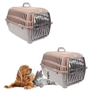 2er Set Transportbox Hundebox Katzentransportbox Kaninchen Transport Auto Box Korb Katzenbox extra viele Luftschlitze sicheres Schloss