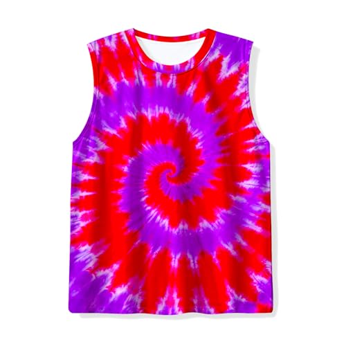 Kids Tie Dye Tank Tops Childrens Sleeveless T Shirts Hippies Tees for 5-14 Years Boys Girls