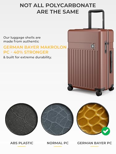 Image of EUME Classic Cabin 55 Cm and Check-in Medium 65 Cm Luggage Trolley Bags for Travel - Set of 2 (Cambridge Brown) | Polycarbonate (PC) 8 Hinomoto Wheels Suitcase | Cabin Trolley Bags | Luggage