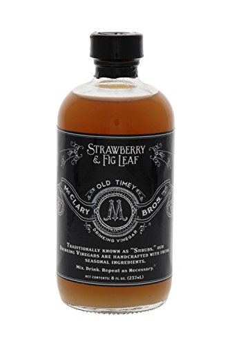 McClary Bros- Strawberry & Detroit Fig Leaf - Handcrafted Drinking Vinegars- For Cooking, Craft Sodas and Shrub Cocktails, 8 oz.