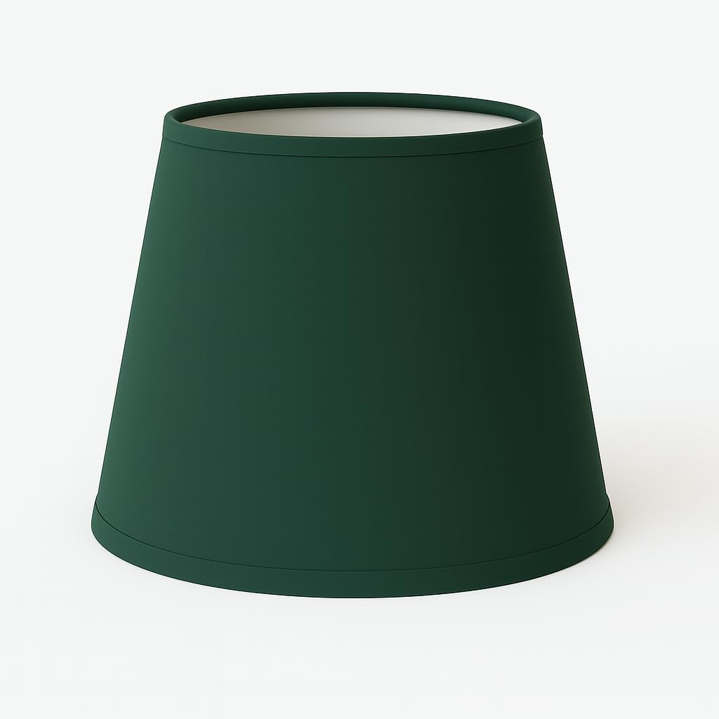 30 cm Abat-jour, Cône, Tissu en Coton avec dos en PVC blanc, Produit fait main, pour Lampe de table, Lampadaire (Vert Foncé)
