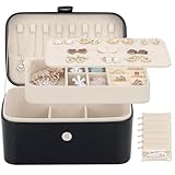 Photo Gallery designster portagioie, portagioie da viaggio con 6 tasche trasparenti in velluto, portagioie portatile a 2 strati con vassoio rimovibile per collane e orecchini e anelli, nero Photo Gallery designster portagioie, portagioie da viaggio con 6 tasche trasparenti in velluto, portagioie portatile a 2 strati con vassoio rimovibile per collane e orecchini e anelli, nero