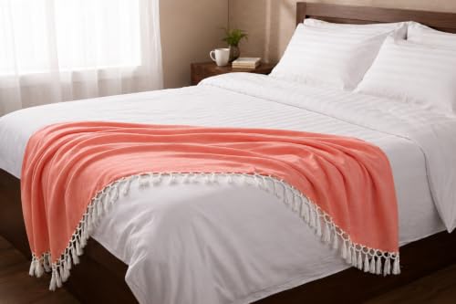 Image of Soft Dull Cotton Bhagalpuri Chadar for Summer | Lightweight and Breathable Chadar for Sleeping | Odhne Wali Chadar for All Season Use Blanket (Orange)