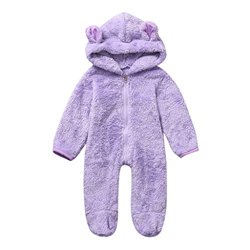 WOCACHI Baby Fleece Jumpsuits, Newborn Baby Boy Winter Fleece Jumpsuit Solid Hooded Romper Warm Coat Outwear 2020 Autumn Winter Fall Under 5 Dollars Under 10 or Less New Deals Sale