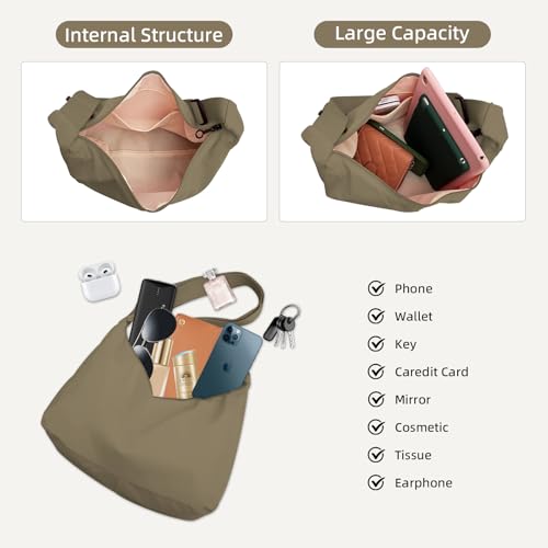 Nylon Crossbody Bags for Women Purses Casual Waterproof Shoulder Sling Bag Lightweight Small Crescent Cross Body Bag Green — view 4