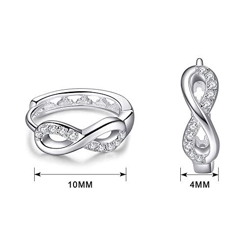 Infinity Small Hoop Earrings 925 Sterling Silver Dainty Cubic Zirconia Crystal Endless Love Sleeper Tiny Huggie Hoops Cartilage Tragus Earring Cute Jewelry Gifts for Women Sensitive Ears3