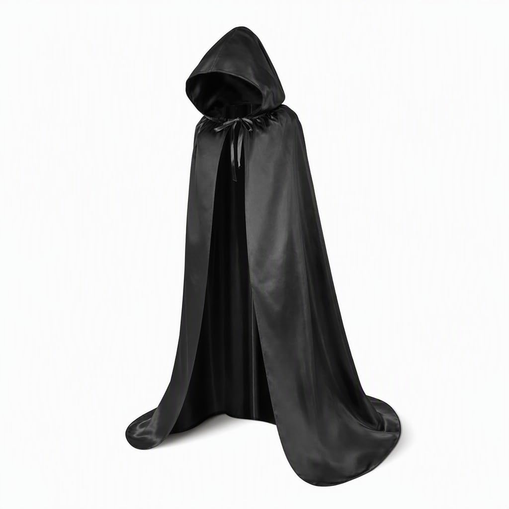 PYuWejn 1 Black Cape 150cm, Traitors Cloak, Wizard Robe, Gothic Costume