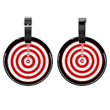 2 Piece Luggage Tags Dart Board with Score Round PU Leather Travel Suitcase Labels Tag with Privacy Name Address Card