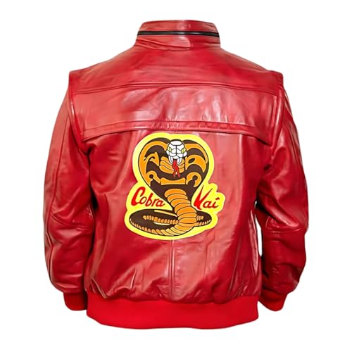 Johnny Lawrence Red Karate Kid Cobra Kobra Kai Men Leather or Faux Leather Bomber Jacket4