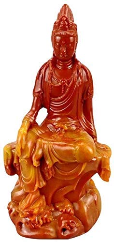Statue de Bouddha Feng Shui chinoise Shoushan, objet déco pierre de jade Guanyin
