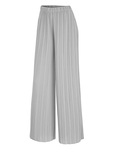 MBJ WB1794 Womens Pleated Wide Leg Pants with Elastic Waist Band-Made in USA